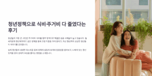 청년정책으로 식비·주거비 다 줄였다는 후기